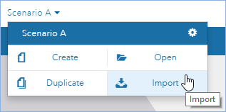 Import option in Scenario A drop-down menu