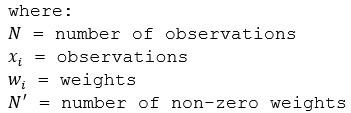 Weighted standard deviation variables