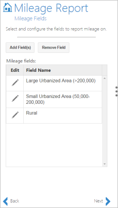 Mileage fields added